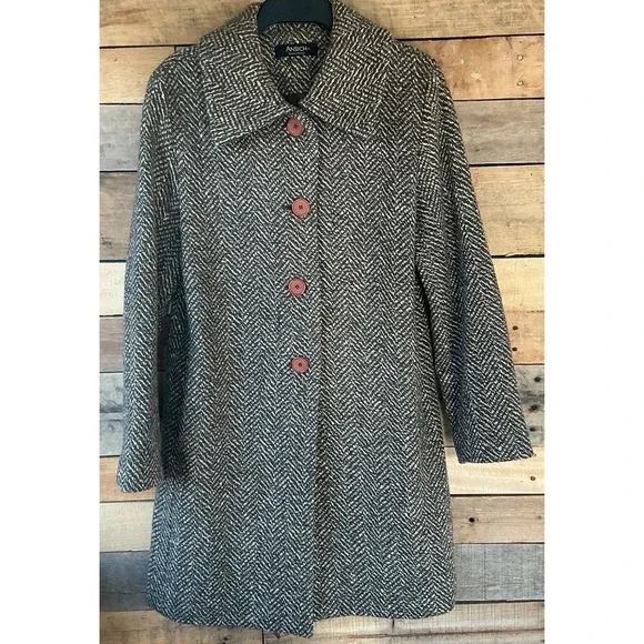 Vintage Ansich Women's 8-10? Brown Tweed Coat Korea Old Money Classic Preppy Y2K - Picture 1 of 10
